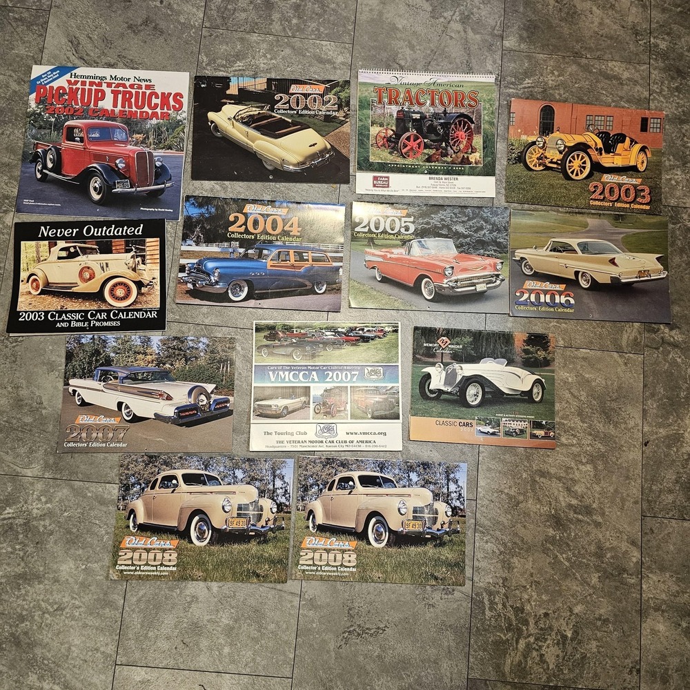 Lot‎ Of 13 Vintage Classic Car Truck Tractor Calendars Variety 2001-2008 USA